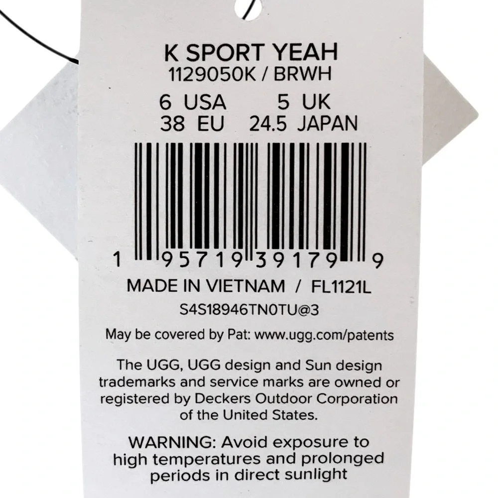 UGG White Sport Yeah Sandals M’s 6 Or W’s 7.5 (Beach Resort Spa Summer Unisex)